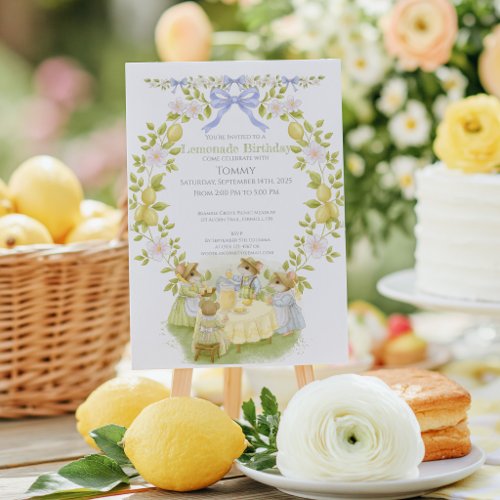 Lemon Garden with Mice Birthday Invitation