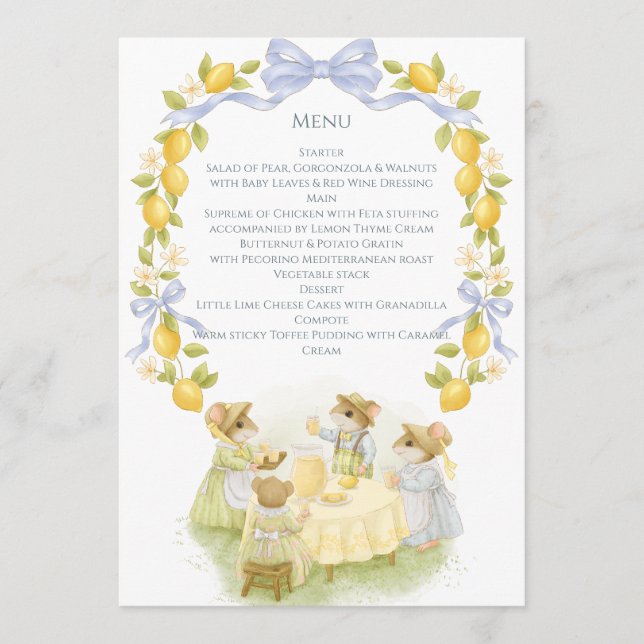 Lemon Garden with Mice Menu (Front)