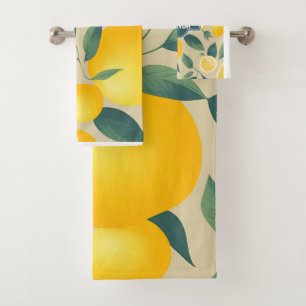 Lemon Geometric Colorful Personalized Pattern Bath Towel Set