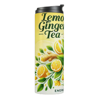 Lemon Ginger Tea Design AI art  Thermal Tumbler