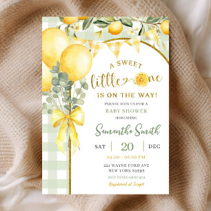 Lemon Gingham baby shower invitation