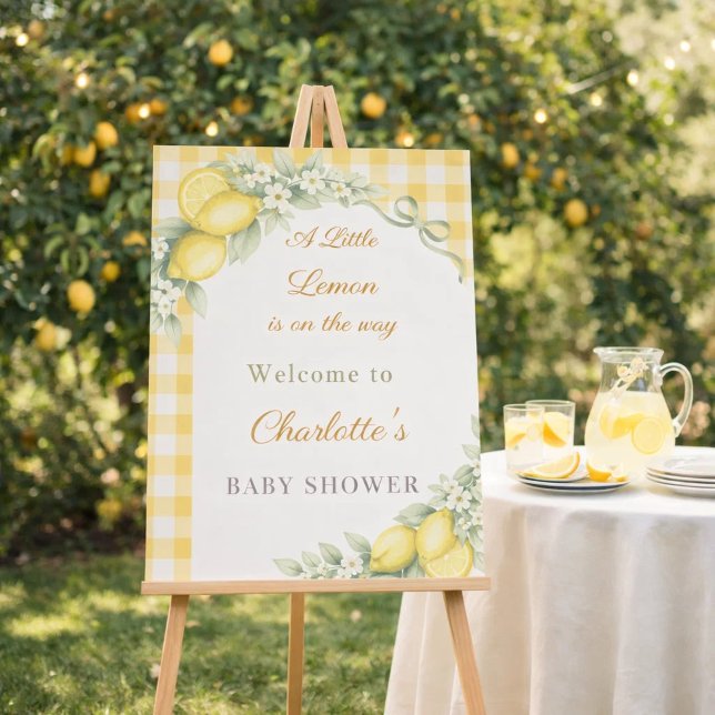 Lemon gingham bow welcome Baby Shower Foam Board (Creator Uploaded)