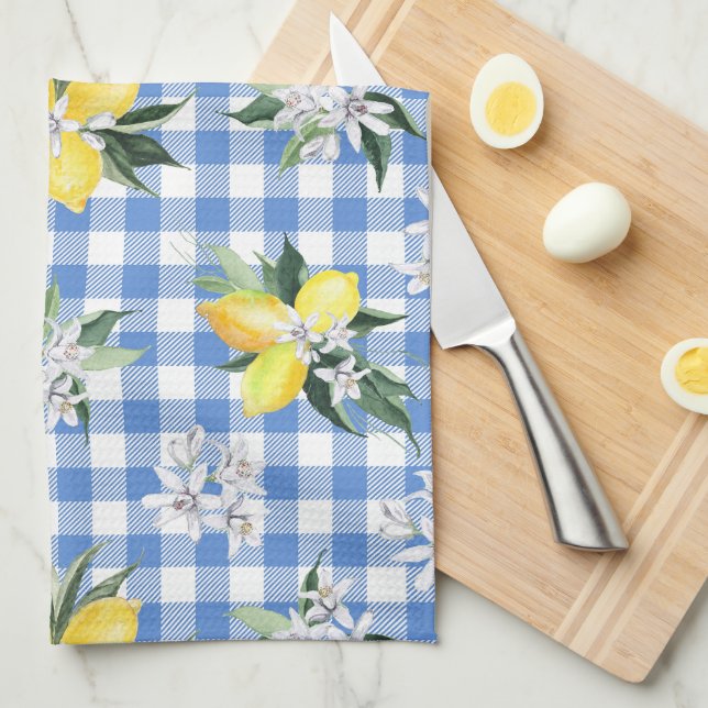 Lemon Gingham for Summer Kitchen Decor Towel (Quarter Fold)