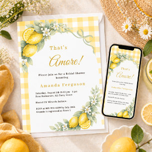 Lemon gingham italian amore bow Bridal Shower Invitation