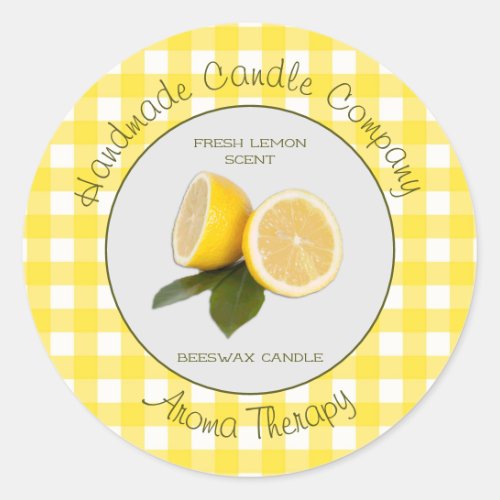 Lemon Gingham Private Label for Candle or Soap 