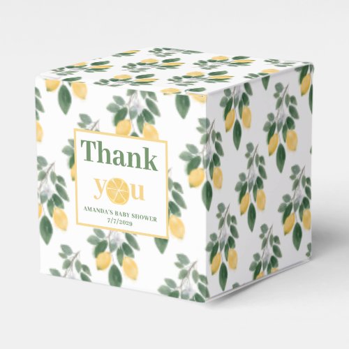 Lemon Girl Baby Shower Thank You Favor Boxes
