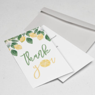 Lemon Girl Baby Shower Thank You Flat Card