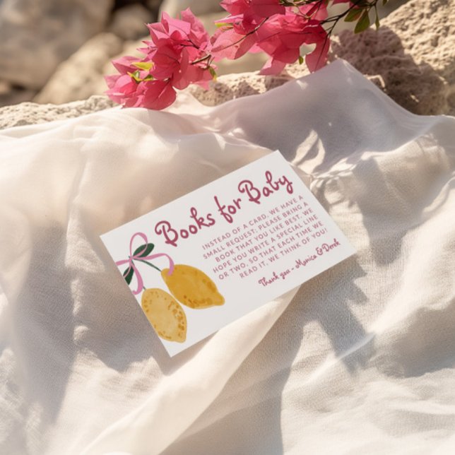 Lemon Girls Books For Baby Shower Baby Library Enclosure Card (Girls Lemon Books For Baby Shower Enclosure Card)