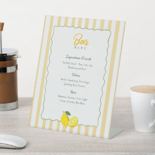 Lemon Graduation Bar Menu Yellow Pedestal Sign