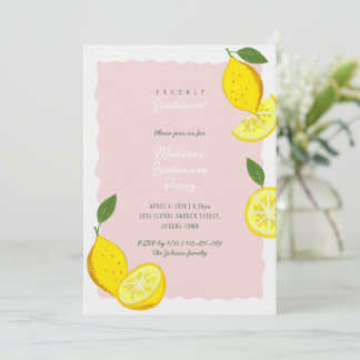Lemon Graduation Party Pink Citrus Invitation