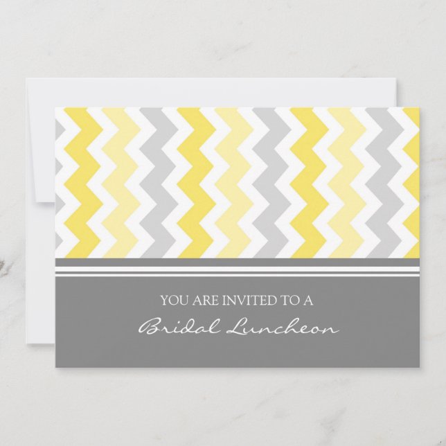 Lemon Gray Chevron Bridal Lunch Invitation Cards (Front)