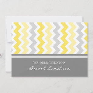 Lemon Gray Chevron Bridal Lunch Invitation Cards