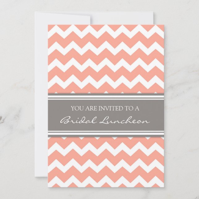 Lemon Gray Chevron Bridal Lunch Invitation Cards (Front)