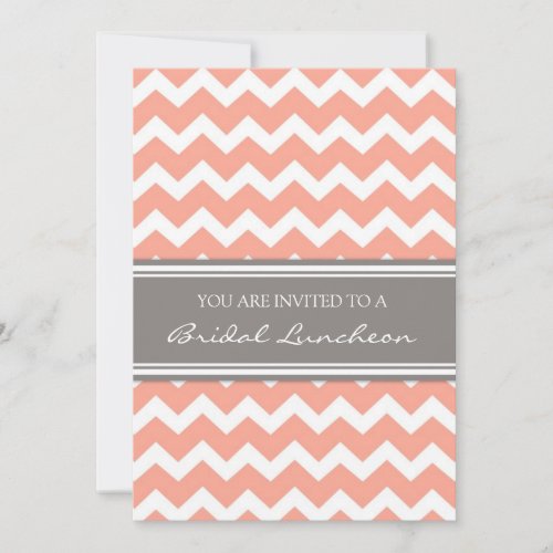 Lemon Gray Chevron Bridal Lunch Invitation Cards