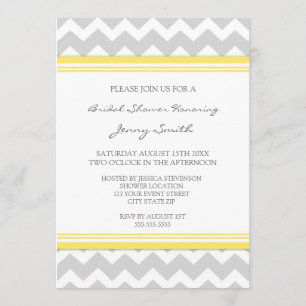 Lemon Gray Chevron Bridal Shower Invitation Cards
