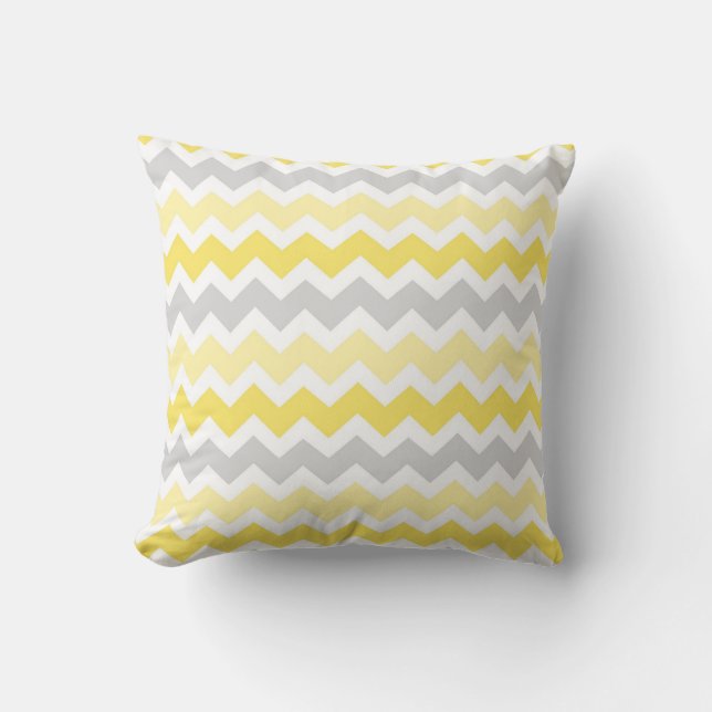 Lemon Gray Chevron Decorative Pillow (Front)