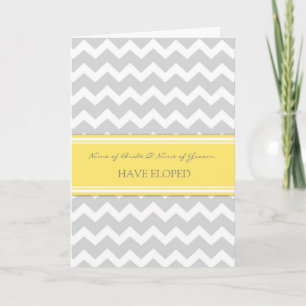 Lemon Gray Chevron Elopement Announcement