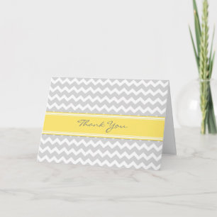 Lemon Gray Chevrons Baby Shower Thank You Card