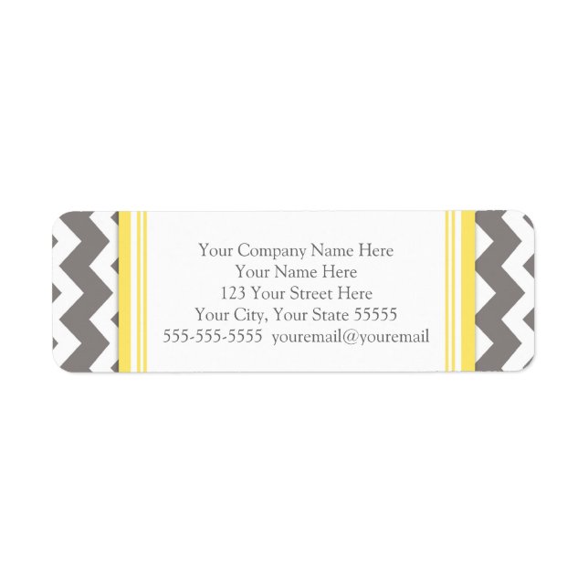 Lemon Gray Chevrons Business Contact Info Labels (Front)
