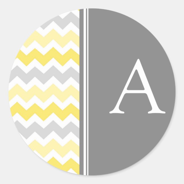 Lemon Gray Chevrons Monogram Envelope Seal (Front)