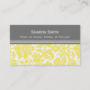 Lemon Gray Damask Mom Calling Cards
