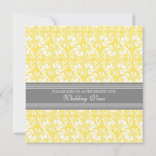 Lemon Gray Damask Wedding Vow Renewal Invitations