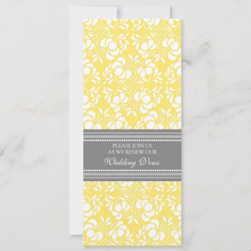 Lemon Gray Damask Wedding Vow Renewal Invitations