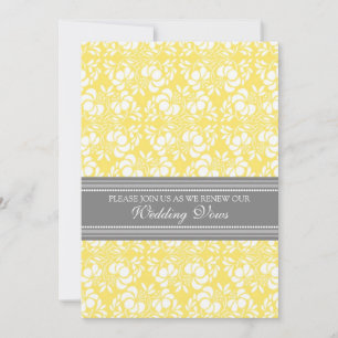 Lemon Gray Damask Wedding Vow Renewal Invitations