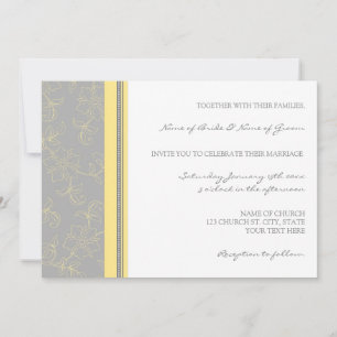 Lemon Gray Floral Wedding Invitation Cards