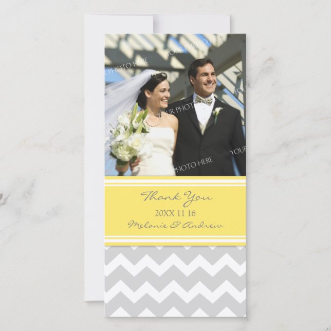 Lemon Gray Thank You Wedding Photo Cards (Front)