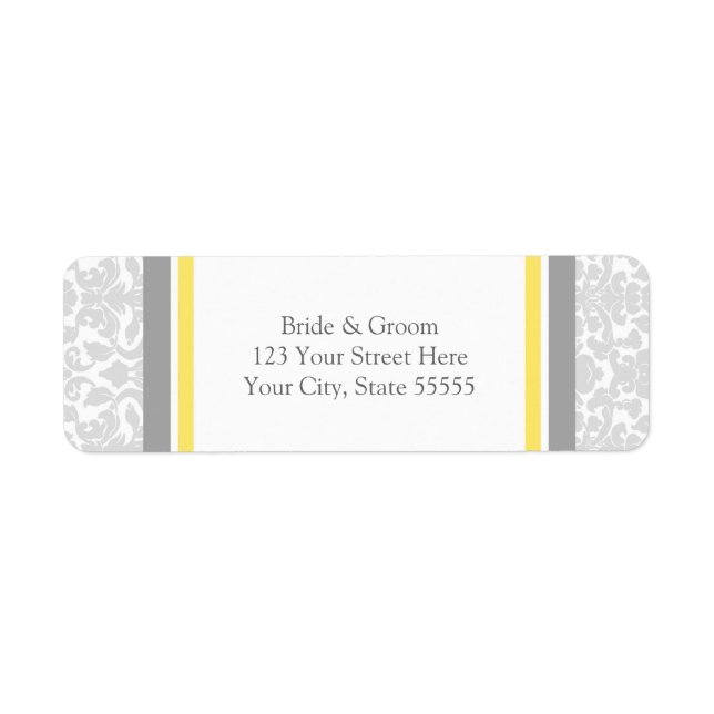 Lemon Gray Wedding Custom Return Address Labels (Front)