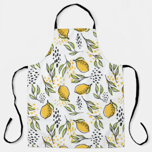 Lemon, green branches: abstract pattern. apron