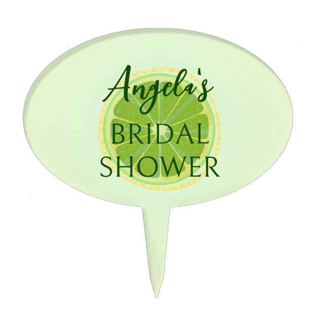 Lemon Green Bridal Shower Cake Topper (Front)