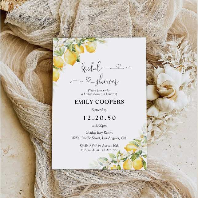 Lemon Green Citrus Bridal Shower Invitation (Creator Uploaded)