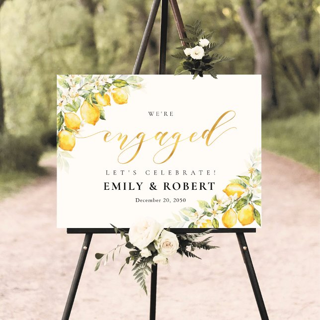 Lemon Green Citrus Engagement Party Foam Board (Creator Uploaded)