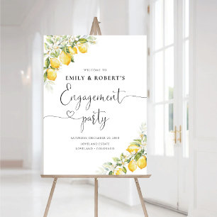 Lemon Green Citrus Engagement Party Foam Board