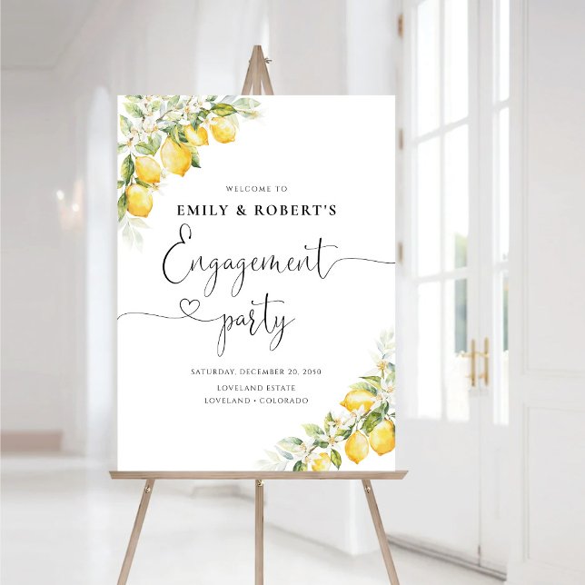 Lemon Green Citrus Engagement Party Foam Board (Creator Uploaded)