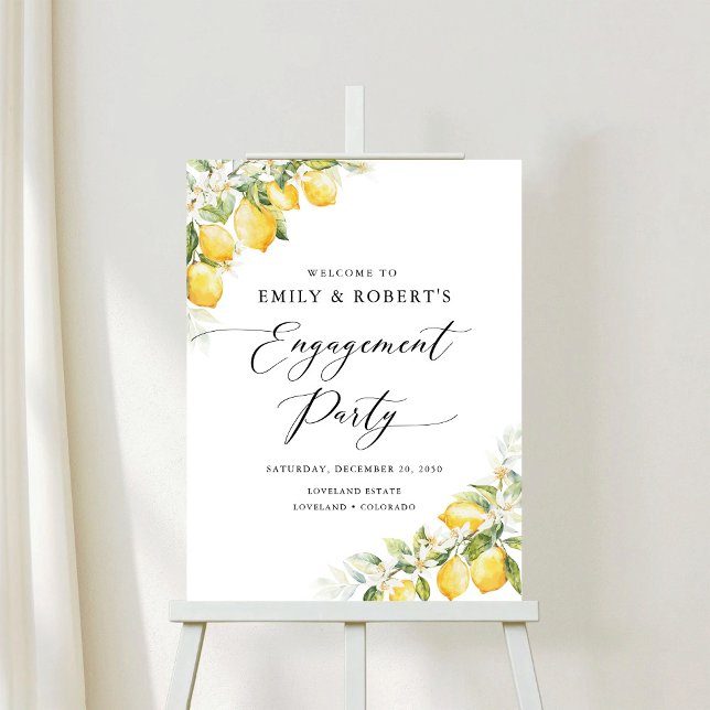 Lemon Green Citrus Engagement Party Foam Board (Creator Uploaded)