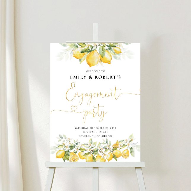 Lemon Green Citrus Engagement Party Foam Board (Creator Uploaded)