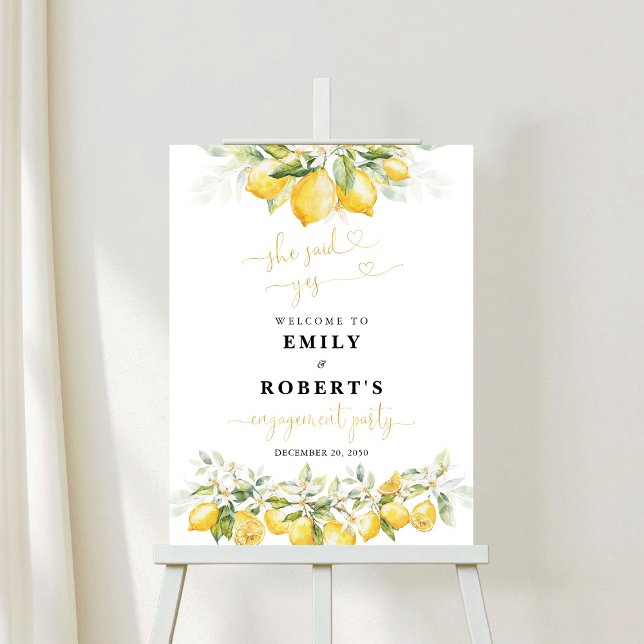 Lemon Green Citrus Engagement Party Foam Board (Creator Uploaded)