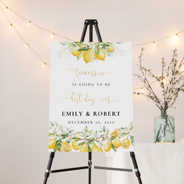 Lemon Green Citrus Rehearsal Dinner Foam Board (In Situ (Stand))