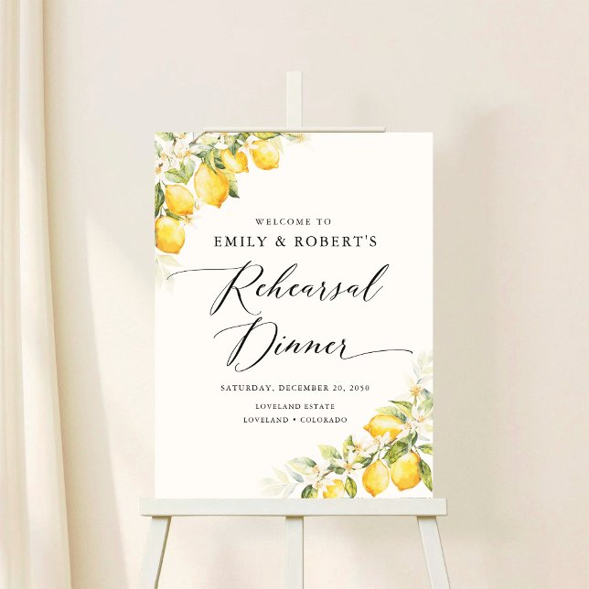 Lemon Green Citrus Rehearsal Dinner Foam Board (Creator Uploaded)