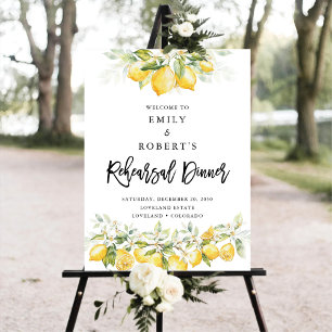 Lemon Green Citrus Rehearsal Dinner Foam Board