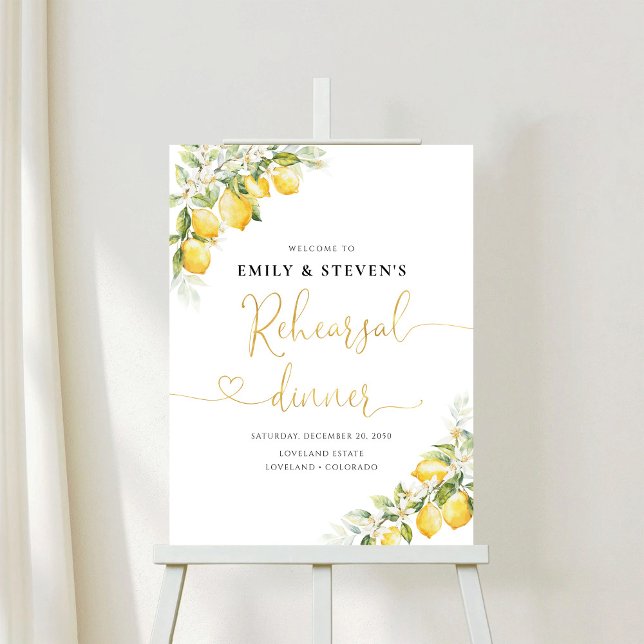 Lemon Green Citrus Rehearsal Dinner Foam Board (Creator Uploaded)