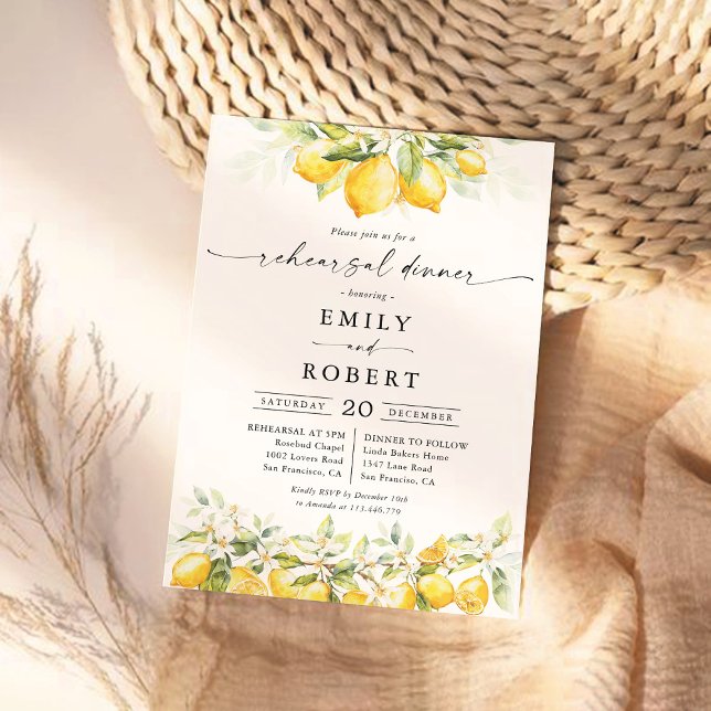 Lemon Green Citrus Rehearsal Dinner Invitation (Creator Uploaded)