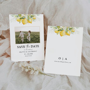 Lemon Green Citrus Save The Date with Photo