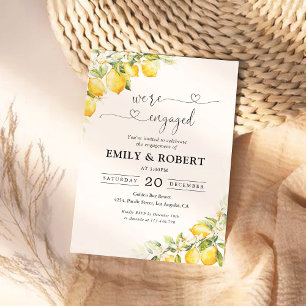Lemon Green Citrus We are Engaged Invitation