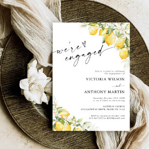 Lemon Green Citrus We are Engaged Invitation