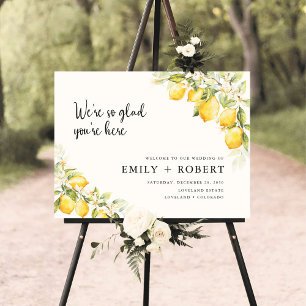 Lemon Green Citrus Wedding Ceremony Foam Board