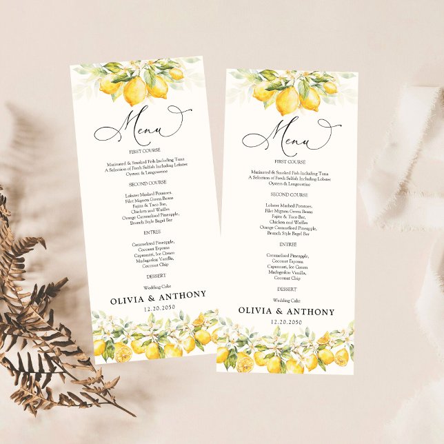 Lemon Green Citrus Wedding Ceremony Menu (Creator Uploaded)